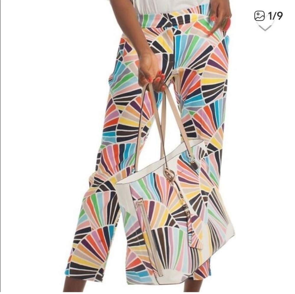 Tina Turk Multicolor Fan-Print Cropped Trousers